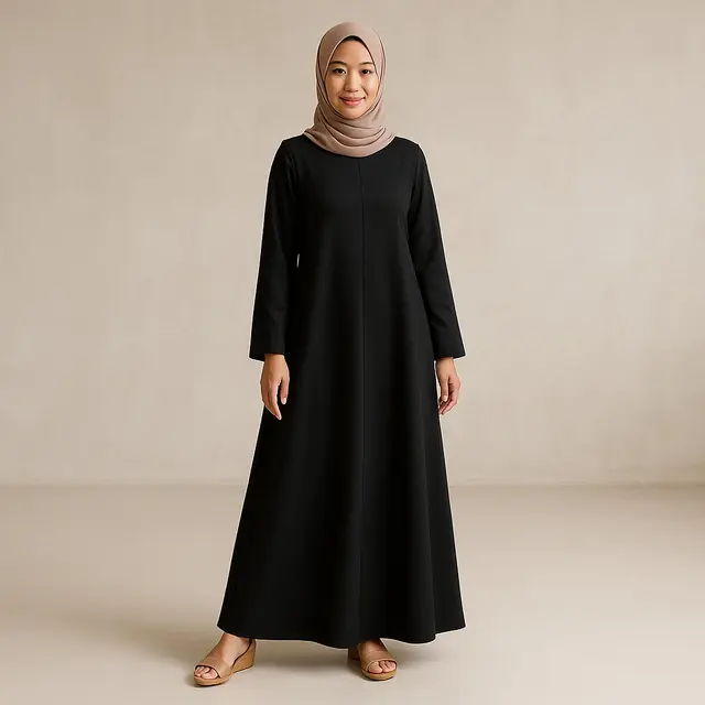 Model Gamis Hitam Kekinian Agar Tidak Monoton/Gambar ilustrasi oleh AI