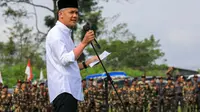 Gubernur Jawa Tengah Ganjar Pranowo,  saat menghadiri Kemah Bakti Pimpinan Cabang (PC) GP Ansor Kabupaten Wonosobo. (Istimewa)