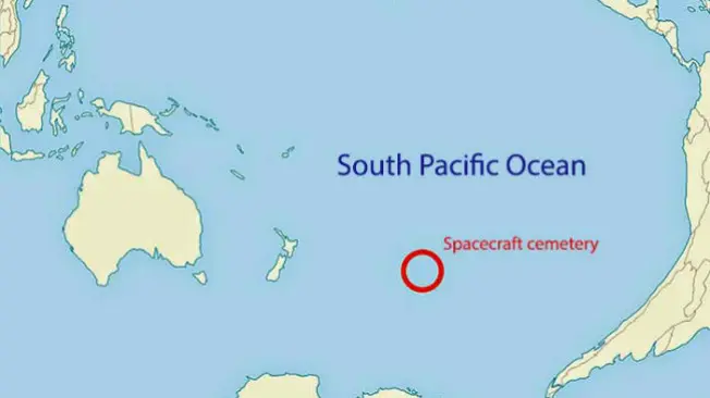 Lokosi di selatan Samudra Pasifik ini menjadi 'Kuburan Satelit'. (Sumber NASA)