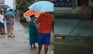 Perbaikan jalan berujung banjir (TikTok/@gita_alfa123)
