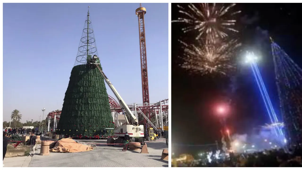 Pohon Natal raksasa didirikan di Baghdad, Irak