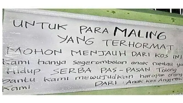10 Tulisan Peringatan di Dinding Kosan Ini Bikin Geleng Kepala
