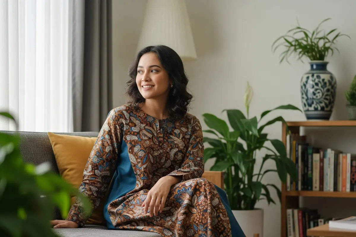 Model Daster Batik Kombinasi Polos