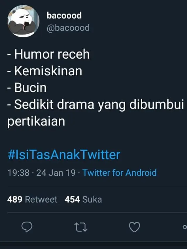 Cuitan Lucu 'Isi Tas Anak Twitter'