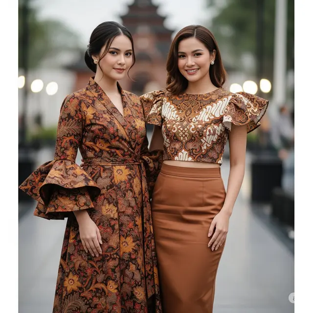 Batik Lengan Ruffle Layer Asimetris untuk Acara Resmi. Foto: Gemini
