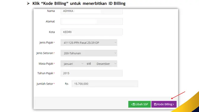 Simulasi e-Filing Kurang Bayar