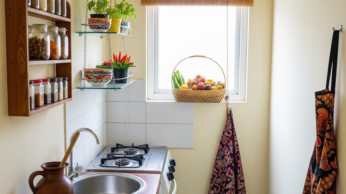 9 Model Dapur Rumah Kecil 1,5x1,5 Meter dengan Rak Sudut Gantung, Solusi Efisien
