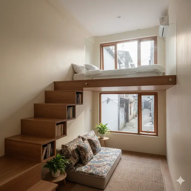 Desain Kamar Tidur Mezzanine Hemat Ruang di Rumah Mungil