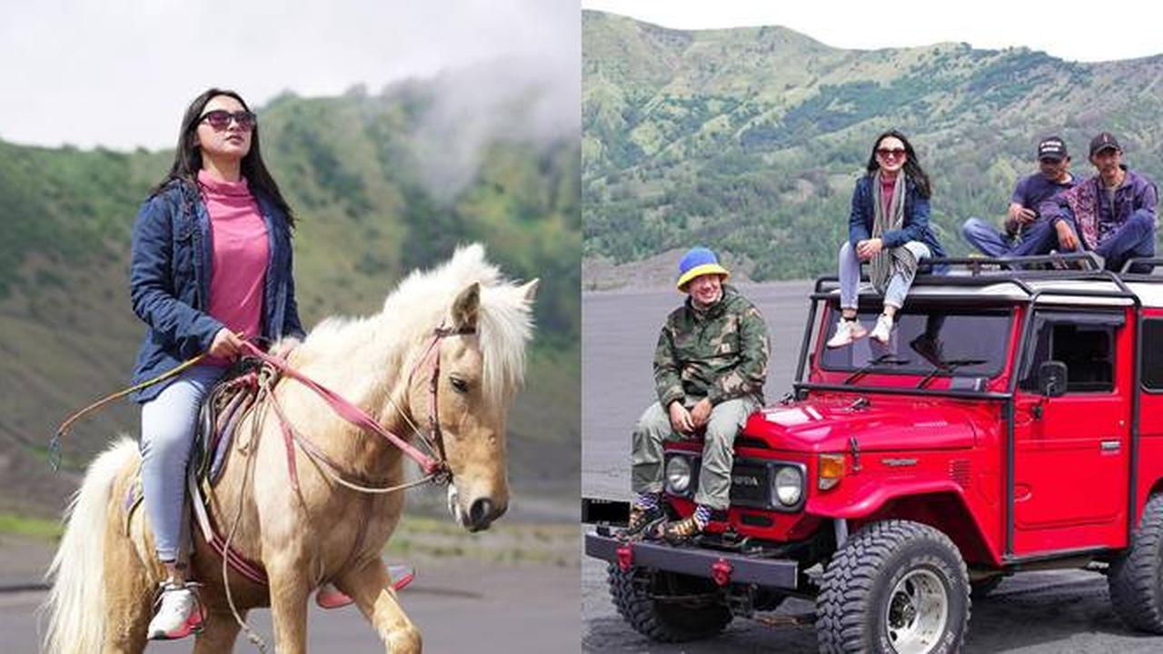 7 Potret Liburan Memes Prameswari di Bromo, Seru Berkuda di Lautan Pasir