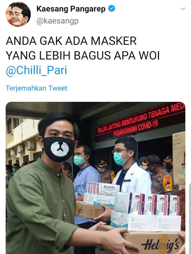 Unggahan Kaesang Pangarep. (Foto: Twitter @kaesangp)