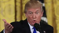 Presiden Amerika Serikat Donald Trump saat berbicara kepada para wali kota di East Room, di Gedung Putih, Washington, 24 Januari 2018. (AP)