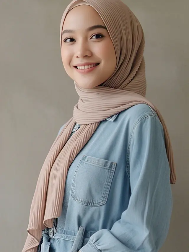 Model Gamis Denim dan Gaya Hijab 2025
