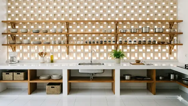 Desain Dapur Roster yang Tetap Terang Meski Tanpa Banyak Lampu. Gemini