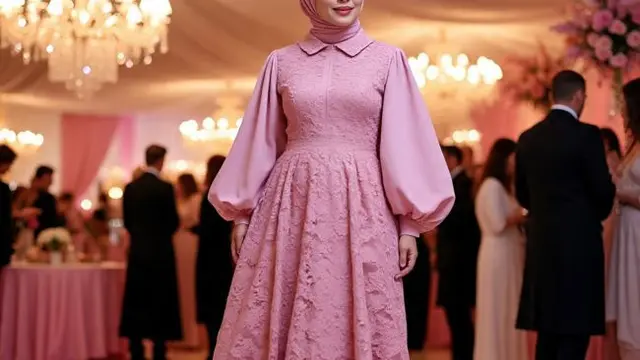 Rekomendasi Long Dress Brokat untuk Ibu-ibu 40 Tahun (Sumber Gambar: Meta AI)