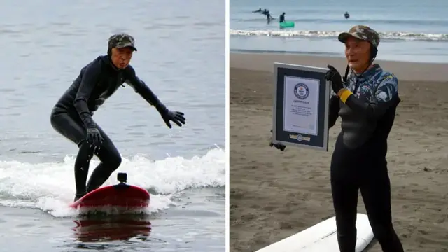 Peselancar Jepang berusia 89 tahun dinobatkan sebagai orang tertua di dunia yang berselancar oleh Guinness World Records. (Tangkapan layar dari website guinnessworldrecords.com)
