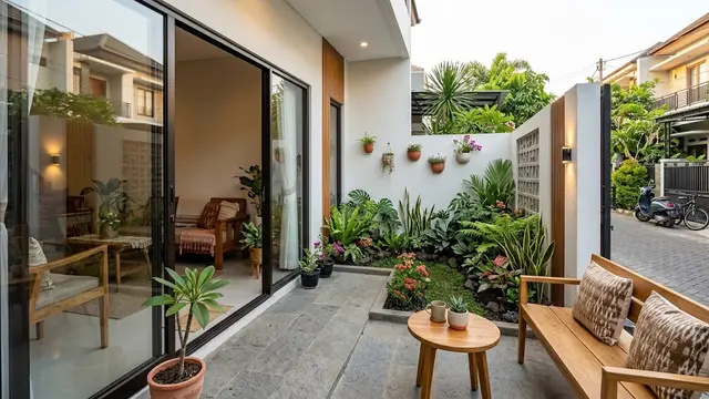 Desain Teras Minimalis Plus Taman Mini untuk Rumah Kecil