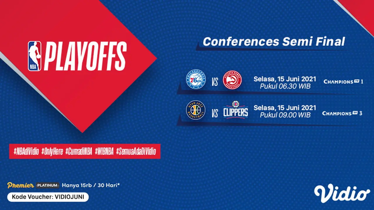Live Streaming NBA 2021 Play Off Semi Final Conferences di Vidio, Selasa 15 Juni