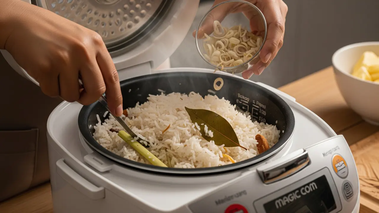 Membuat Nasi Liwet Magic Com