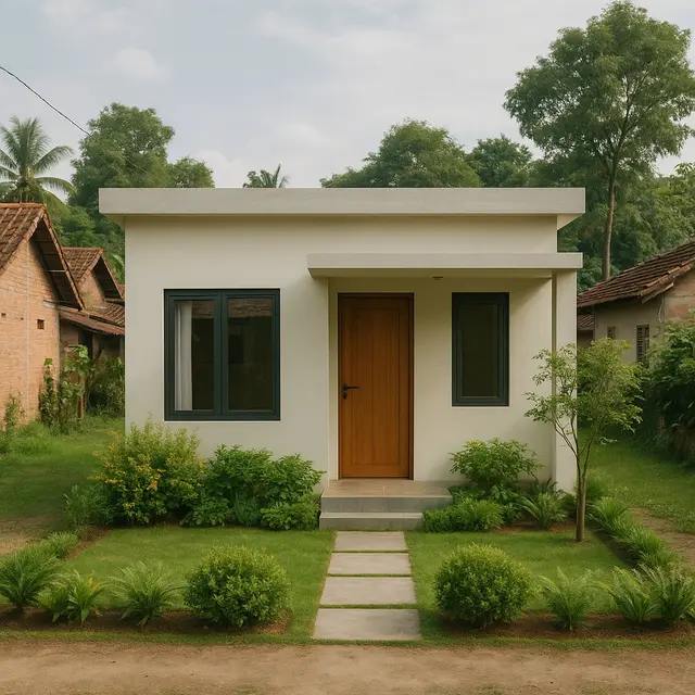 Gambar Rumah Sederhana Ukuran 6x9 di Kampung dengan Atap Datar