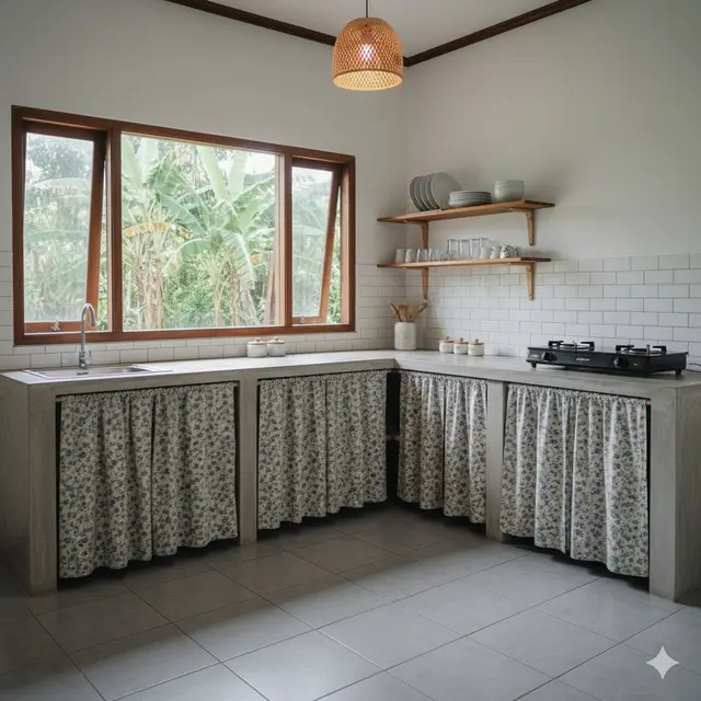 Dapur dengan Gorden Bawah Meja
