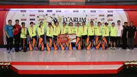 Tim putri Berkat Abadi menjadi runner up Djarum Superliga Badminton 2017 di DBL Arena, Surabaya, Jawa Timur, Sabtu (25/2/2017). (Humas Superliga Badminton).