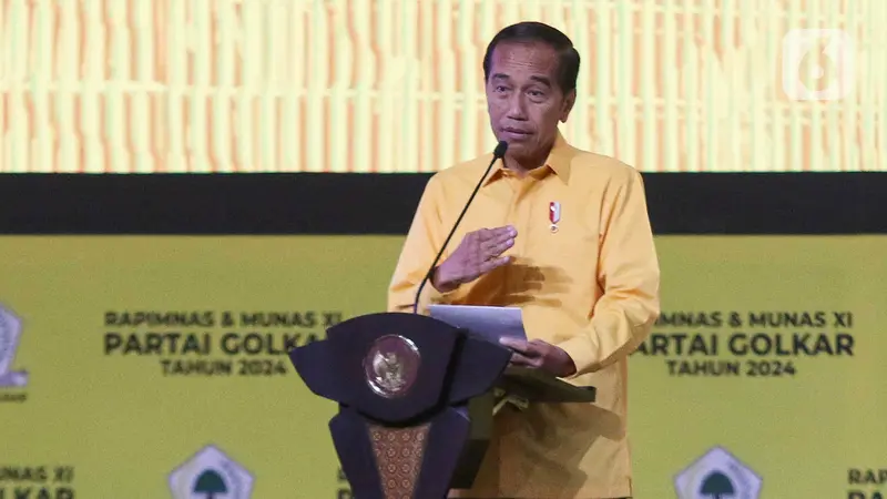 Berkemeja Kuning, Presiden Jokowi Hadiri Penutupan Munas XI Partai Golkar 2024