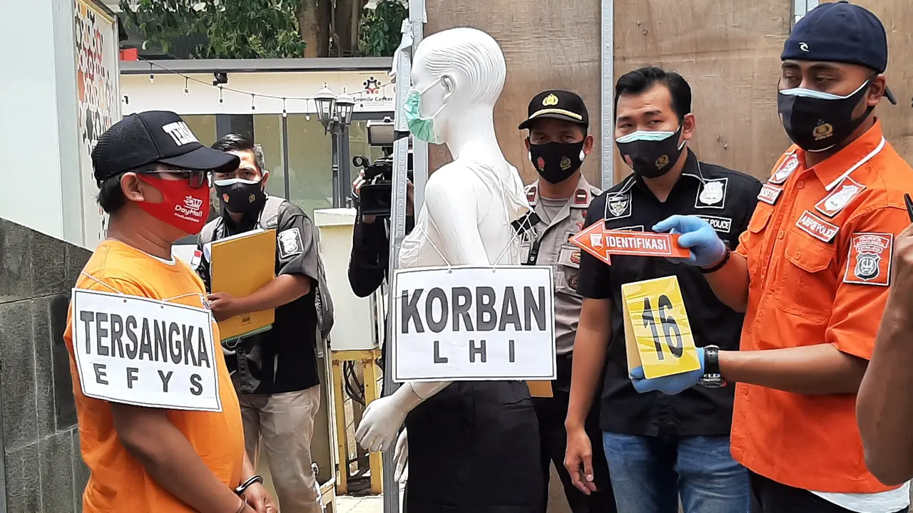 Polresta Bandara Internasional Soekarno Hatta menggelar rekontruksi kasus pelecehan seksual, pemerasan dan penipuan di Bandara Soetta