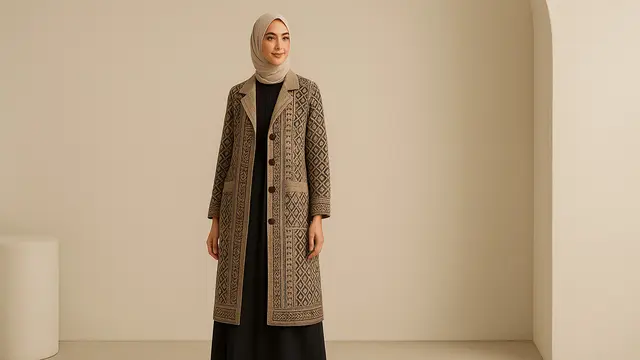 Model Gamis dengan Outer Cardigan Panjang/Ilustrasi gambar oleh AI