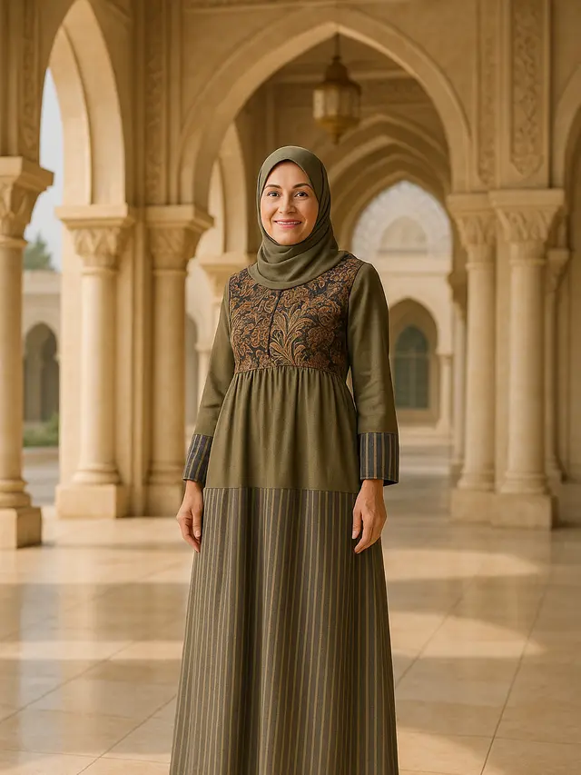 Gamis Batik Kombinasi Lurik
