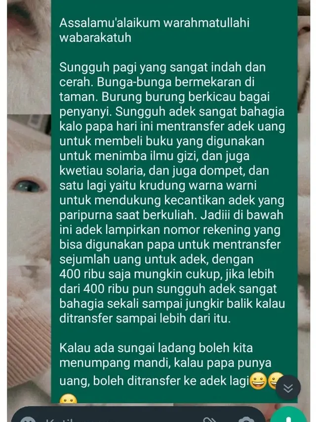 6 Chat Anak Rantau Minta Uang ke Orangtua Ini Kocak, Pakai Stiker Memelas