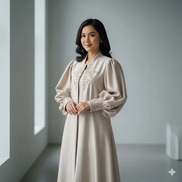 Outer Lengan Bishop dengan Aksen Bordir