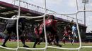 Gol pemin Manchester City, Raheem Sterling ke gawang AFC Bournemouth pada lanjutan Premier League di Vitality Stadium, Bournemouth, (26/8/2017). City menang 2-1. (Steven Paston/PA via AP)