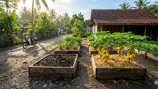 Ide Taman Buah Minimalis di Rumah Kecil. AI