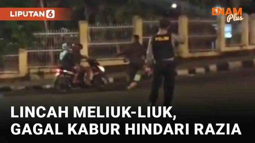 VIDEO: Kocak, Pemotor Meliuk-liuk Gagal Kabur Saat Hindari Razia Polisi