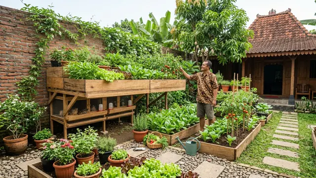 Kandang Puyuh dan Kebun Mini di Belakang Rumah (AI Generated)
