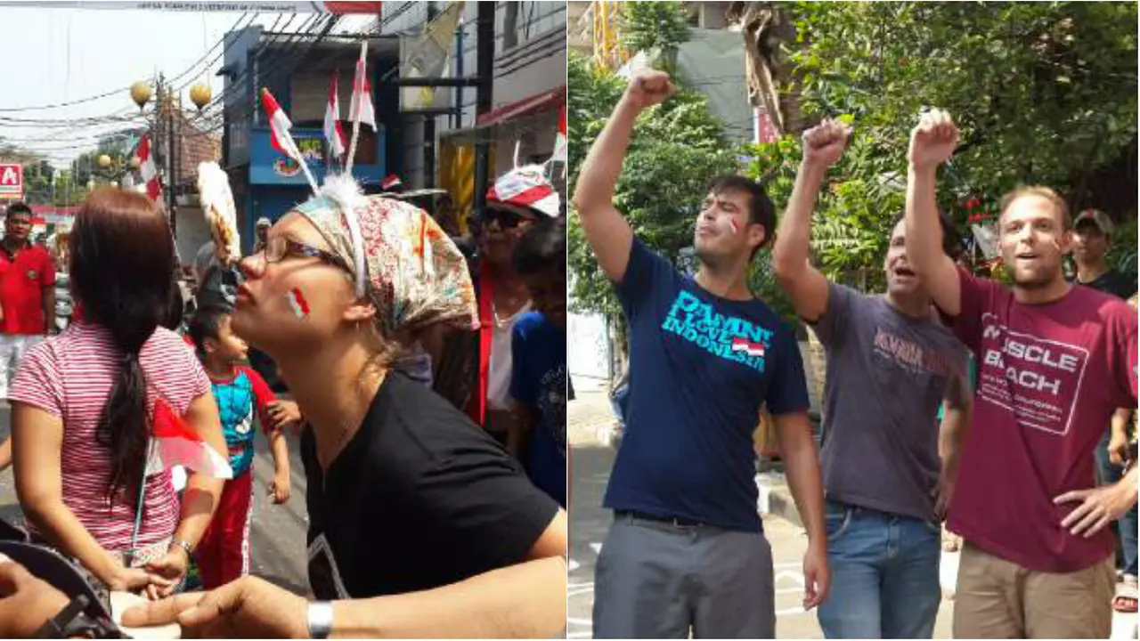 Meriahkan HUT RI, WN Jerman Lomba Makan Kerupuk di Jalan Jaksa