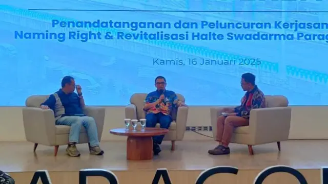 Penandatanganan dan Peluncuran Kerja Sama Naming Right & Revitalisasi Halte Swadarma ParagonCorp. (Liputan6.com/Henry)