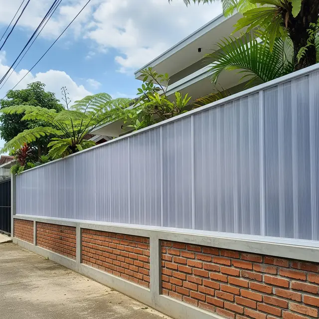 Model Pagar Bata atau Beton Setengah Badan Kombinasi Polikarbonat