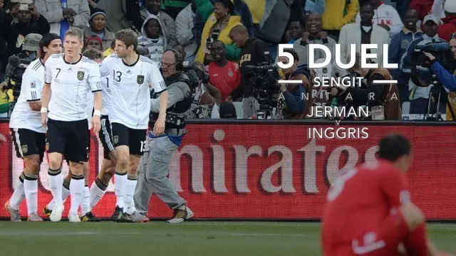 Video highlights 5 duel sengit yang terjadi antara Jerman melawan Inggris yang sarat akan gengsi. Mulai dari final Piala Dunia 1966 hingga Piala Dunia 2010.