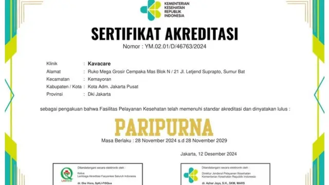 Pionir Layanan Homecare Raih Akreditasi Paripurna dari Kemenkes RI.  foto: istimewa