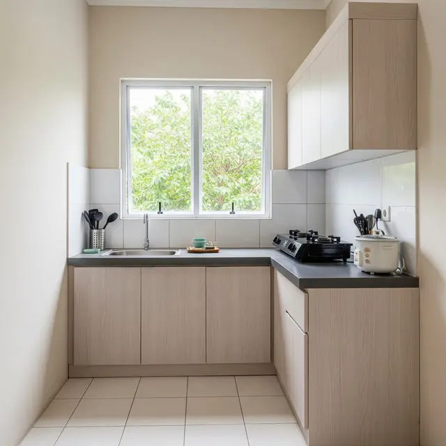 9 Model Dapur Rumah Subsidi Tipe 30/60 dengan Layout Bentuk L, Desain Efisien