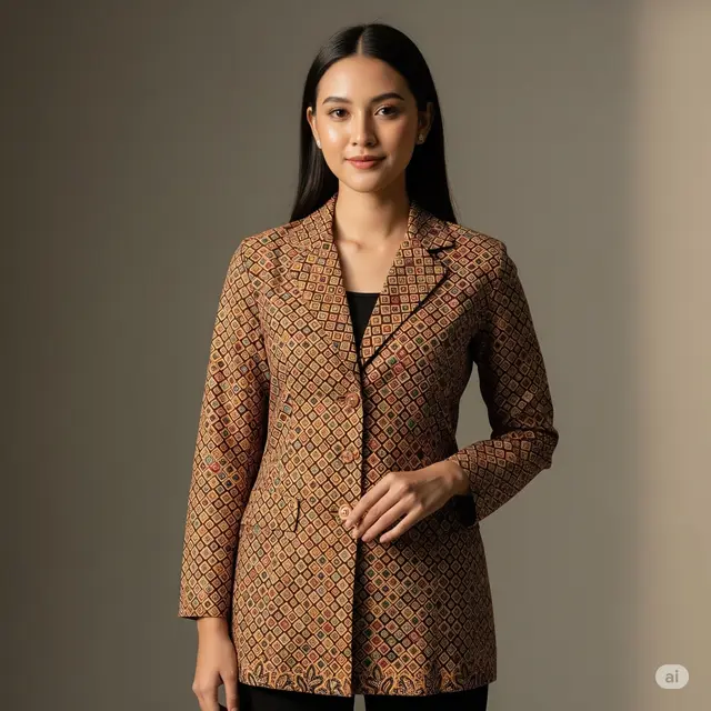 Model Baju Batik Wanita Lengan Panjang. Foto: Gemini