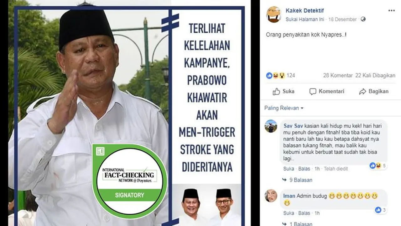 [Cek Fakta] Prabowo Subianto Mengidap Stroke?