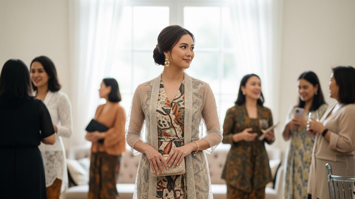 9 Model Dress Batik Lilit Kombinasi Outer Polos Simple Elegan untuk Arisan, Tampil Anggun