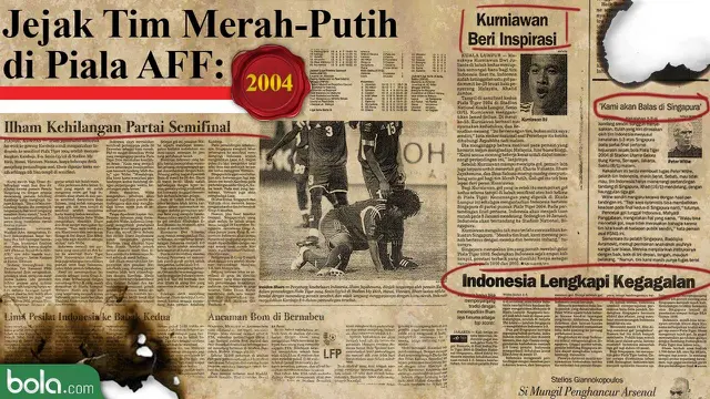Jejak Tim Merah-Putih di Piala AFF: 2004 (Bola.com/Adreanus Titus)