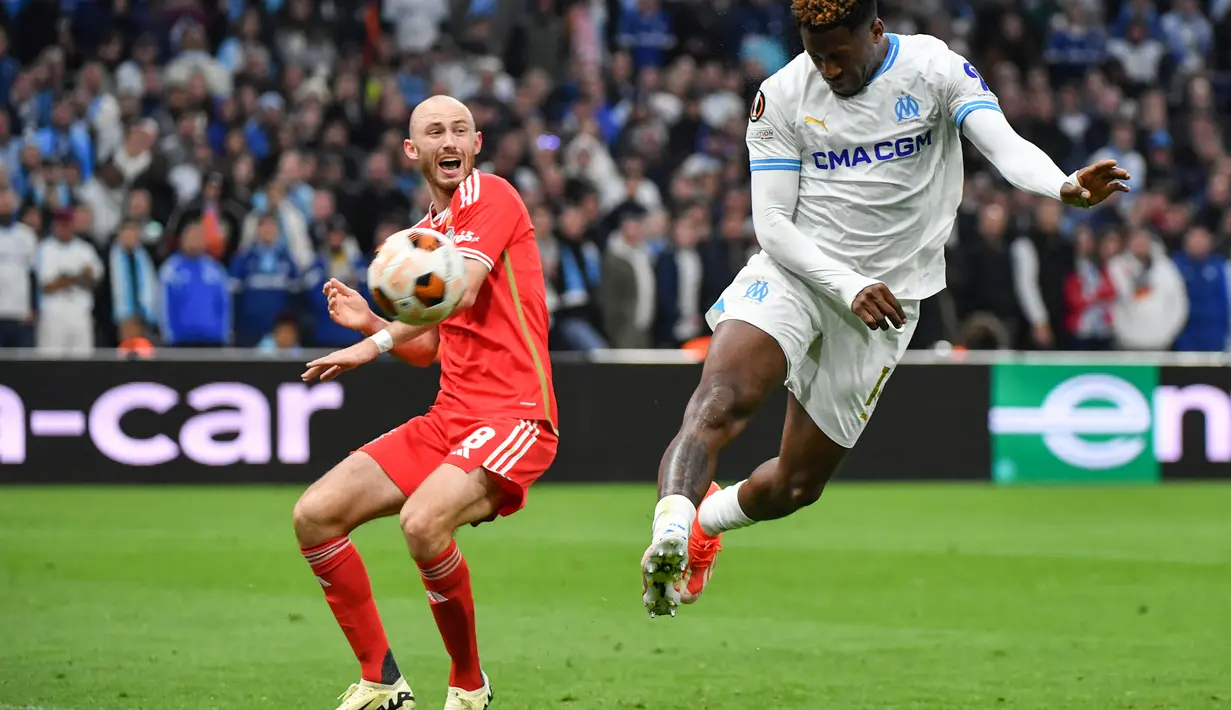 Dalam laga ini, Marseille menang 1-0 berkat gol Faris Moumbagna pada menit ke-79. (Sylvain THOMAS / AFP)