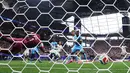 Pemain Inggris Harry Kane menyundul bola untuk mencetak gol pertama timnya selama pertandingan babak 32 Besar Piala Dunia FIFA 2026 antara Inggris dan Kongo di Stadion Atlanta di Atlanta, Georgia, Rabu, (01/07/2026). (AFP/ /Getty Images/ Megan Briggs)