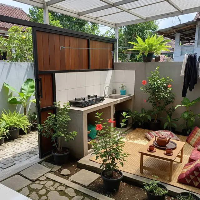 6 Desain Pagar Belakang Dekat Area Dapur Outdoor, Rumah Nyaman dan Modern