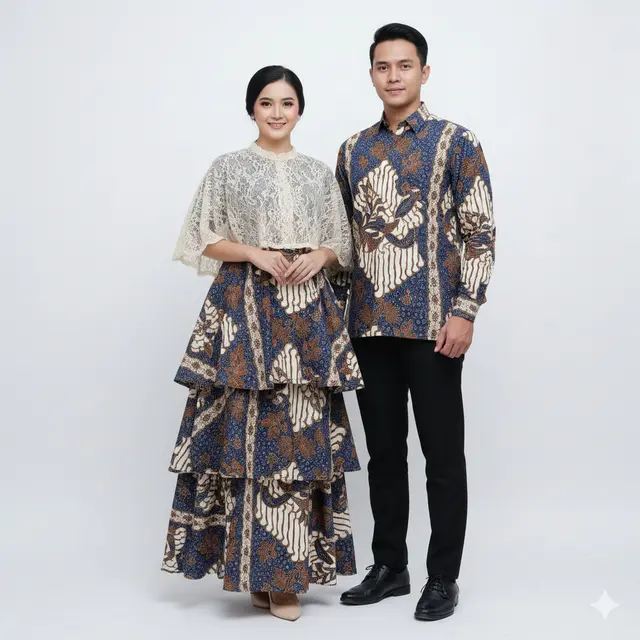 Model Gamis Batik Couple Brokat Elegan Keluarga Besar. Gemini