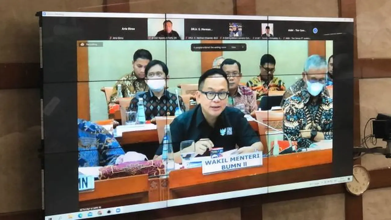 Wakil Menteri BUMN Kartika Wirjoatmodjo dalam Rapat Kerja dengan Komisi VI DPR RI, Senin (7/6/2022). (Foto: Liputan6.com/Tira Santia)